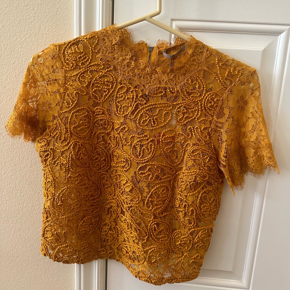 NWT Zara Women Lace Yellow Top